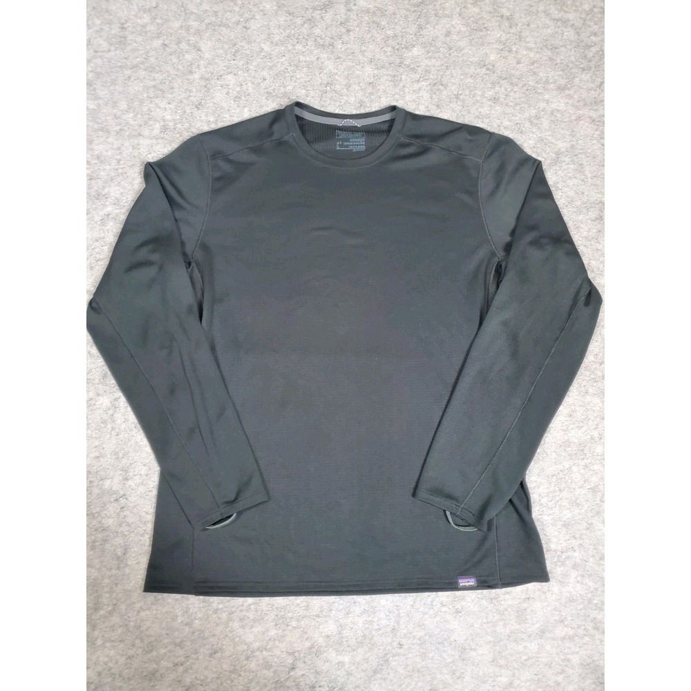 Patagonia Midweight Capilene Baselayer Mens Large Black Polartec Crew Neck Shirt